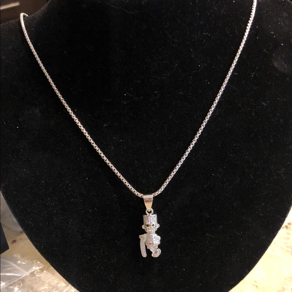 Silver-tone Bart Pendant Necklace